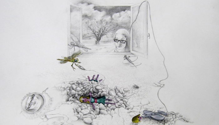 The view within 2011, 56x76.5cm, pencil & oil on paper