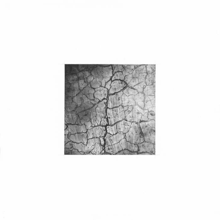 The wound 2018, 13x13cm, pencil on paper(31.5x31.5cm)