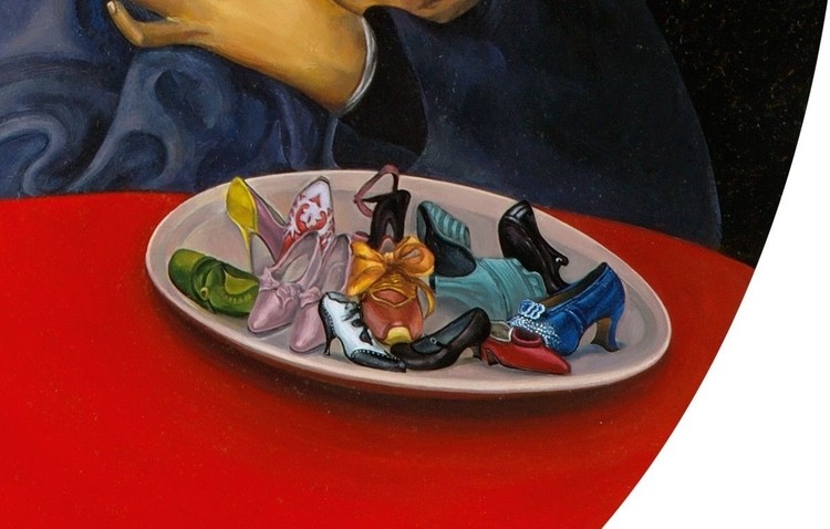 Dinner plate 2007, 55x80cm, enamel paint on cardboard. Detail.