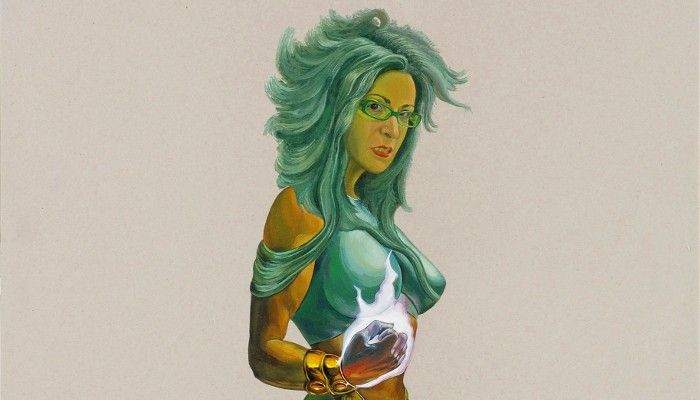 Artificielle moi v.1 2006, 52.5x75cm, enamel paint on cardboard