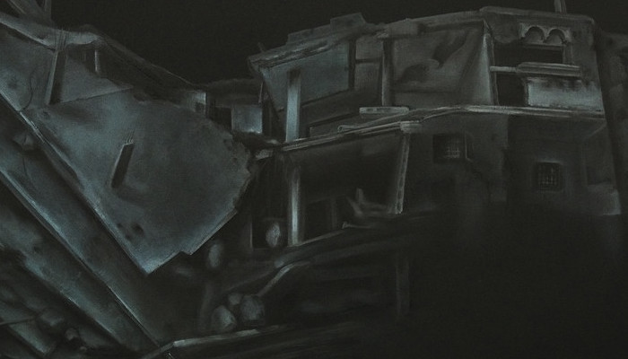 Ruines #2 2015, 40x40cm, oil on wood