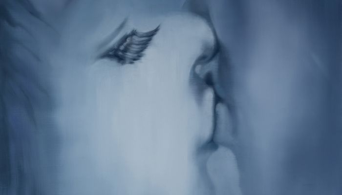 The white kiss 2023, 50x50cm, oil on wood